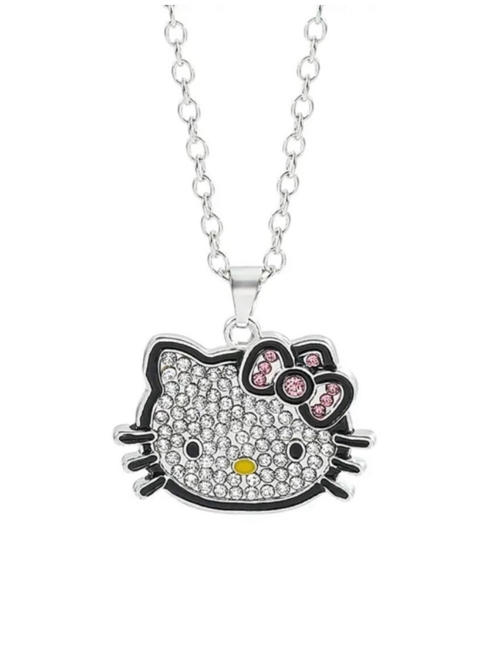 Hello Kitty Silver & Pink Charm Pendant Necklace NWOT